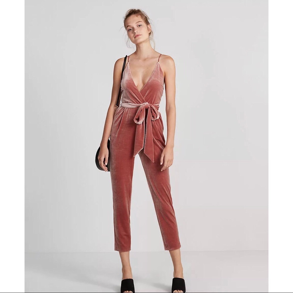 NWT Express R29 Velvet Jumpsuit 8 Rose